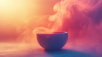 A cup of coffee with steam coming out of it photo