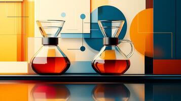 Two coffee pots with coffee on a table photo