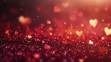 Romantic hearts and sparkling background create a warm atmosphere for love celebrations photo