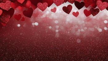 Heart decorations create a festive atmosphere for romantic occasions with sparkling background photo