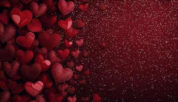 Heart decorations create a festive atmosphere for romantic occasions with sparkling background photo