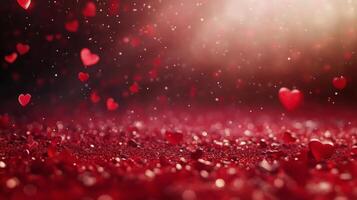 Romantic hearts and sparkling background create a warm atmosphere for love celebrations photo