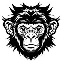 a black and white image of a monkey head vector