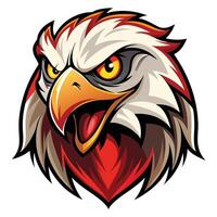 an eagle head with a red and white feather vector