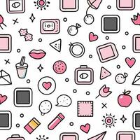 a seamless pattern with pink and black objects vector