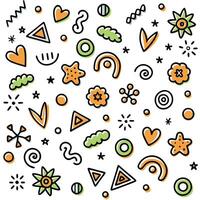 a colorful pattern with various shapes and designs vector