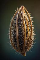 Close-up of a seed pod showcasing intricate textures and structures. photo