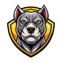 mascot illustration of a pit bull dog head on a shield vector