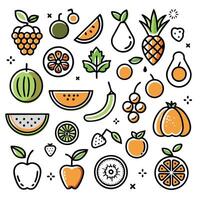 fruit and vegetable icons set in line style vector