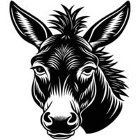 a black and white drawing of a donkey's head vector