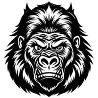 gorilla head with angry face on a white background vector