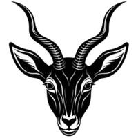 an image of a black and white head of an antelope vector