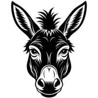 a black and white donkey head on a white background vector