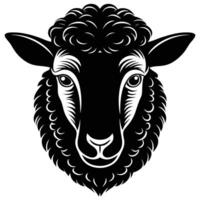 black and white sheep head on a white background vector