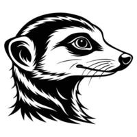 a black and white illustration of a meerkat vector