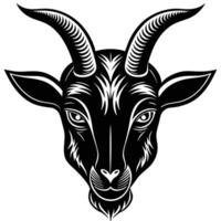 goat head with horns and horns on a white background vector