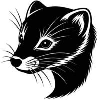 a black and white illustration of a weasel head vector