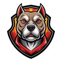 a dog with red eyes and a red collar vector