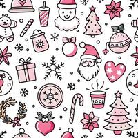christmas seamless pattern with pink and white elements vector