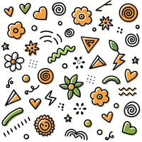 a set of colorful doodles on a white background vector