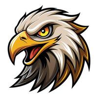 an eagle head with a yellow beak and red eyes vector