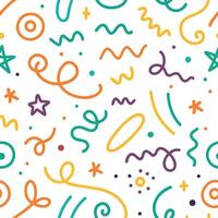 seamless pattern with colorful scribbles and stars vector