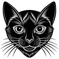 a black and white cat's head with long ears vector