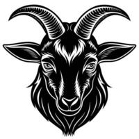 goat head with horns and long horns vector