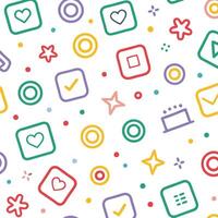a colorful pattern with icons and hearts vector