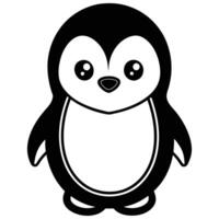 a penguin is shown in a black and white drawing vector