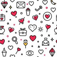 seamless pattern with hearts and other items vector