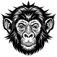 a black and white image of a monkey head vector