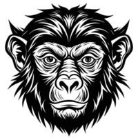 a black and white image of a monkey head vector