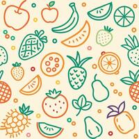 seamless fruit background with fruit icons vector