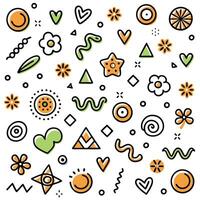 a set of colorful doodles on a white background vector