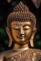Serene golden buddha statue photo