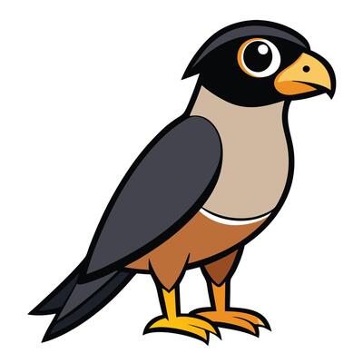 A cartoon bird with a black and brown beak