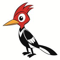 A cartoon red and black bird with a white beak vector