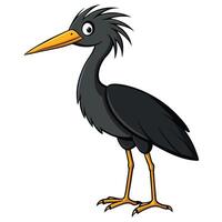 A cartoon black heron standing on a white background vector