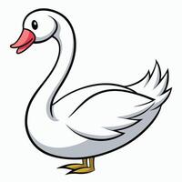 A cartoon white swan on a white background vector