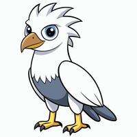 Cartoon white eagle with blue eyes and black beak vector