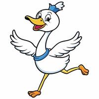 Cartoon duck running with wings spread vector