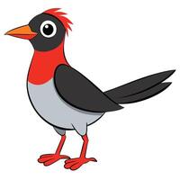 A cartoon bird with red and black feathers vector