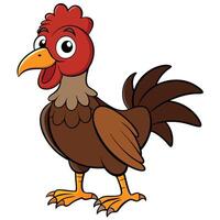 Cartoon chicken with big beak and long tail vector