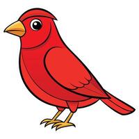 A cartoon red bird with a big beak vector