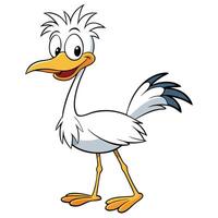 Cartoon white stork with long legs vector