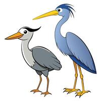 Heron and heron cartoon vector