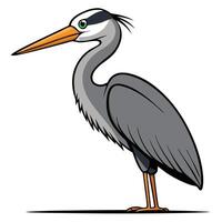 A cartoon heron standing on a white background vector