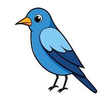 A cartoon blue bird with a beak and a long tail vector