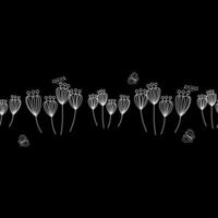 Cute Flower Black and White Style with Birds and Butterfly Seamless Pattern vector